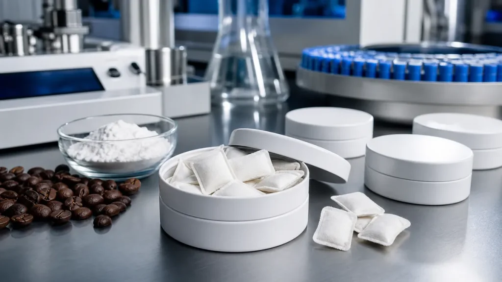 Realistic caffeine product manufacturing oral pouches