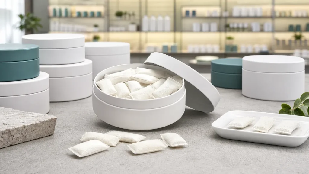 Realistic white label oral pouches shelf ready