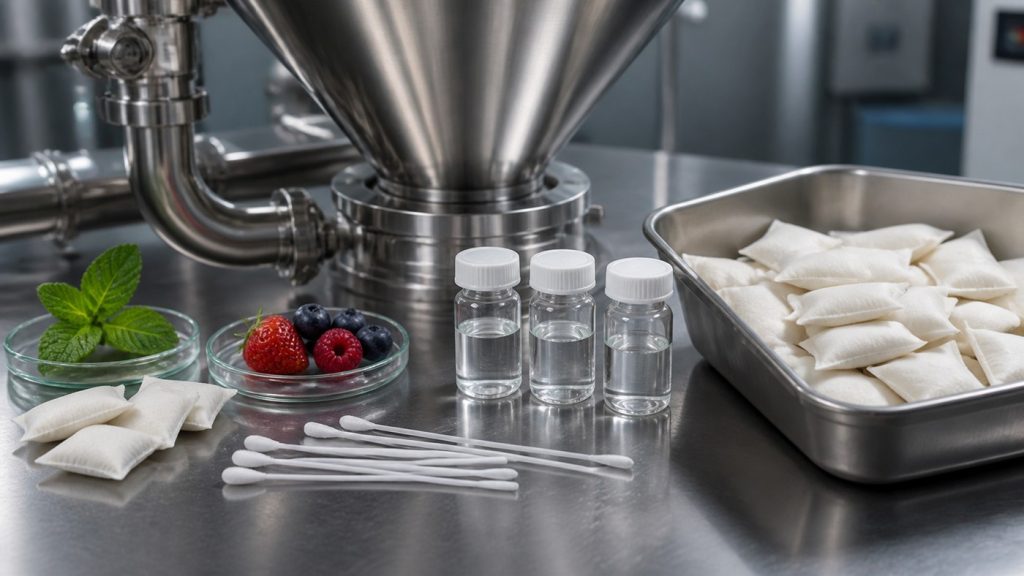 Oral pouch flavor carryover cleaning validation on production equipment