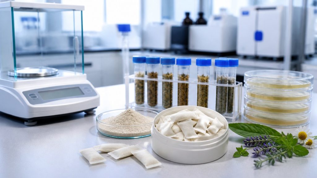 Botanical extract contaminant testing for private label oral pouches