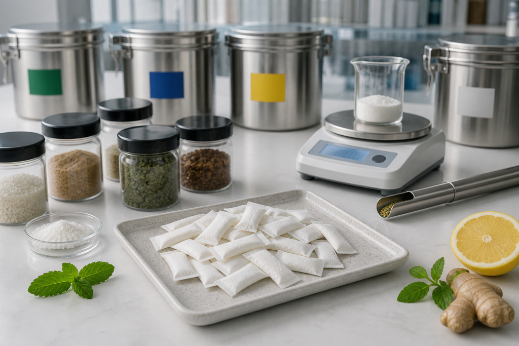 Representative botanical raw material sampling for oral pouch manufacturing