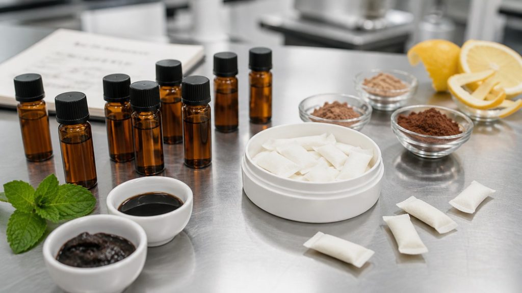 Bitter herbal extract taste masking trials for functional oral pouches