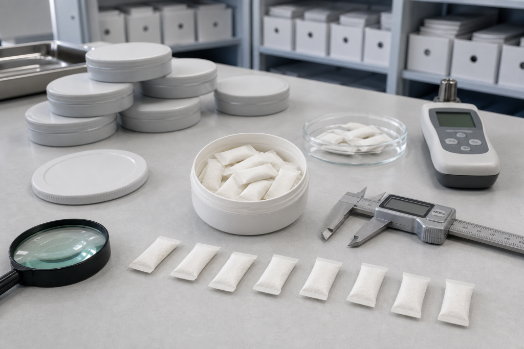Reserve sample examination for oral pouch complaint investigation