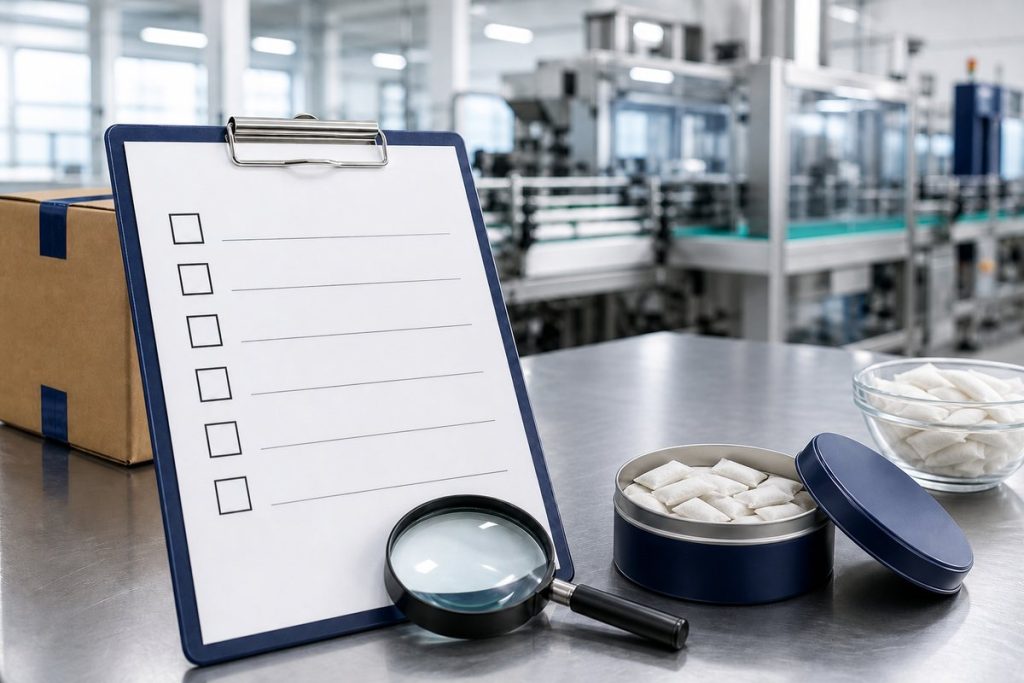 Oral pouch manufacturer factory checklist