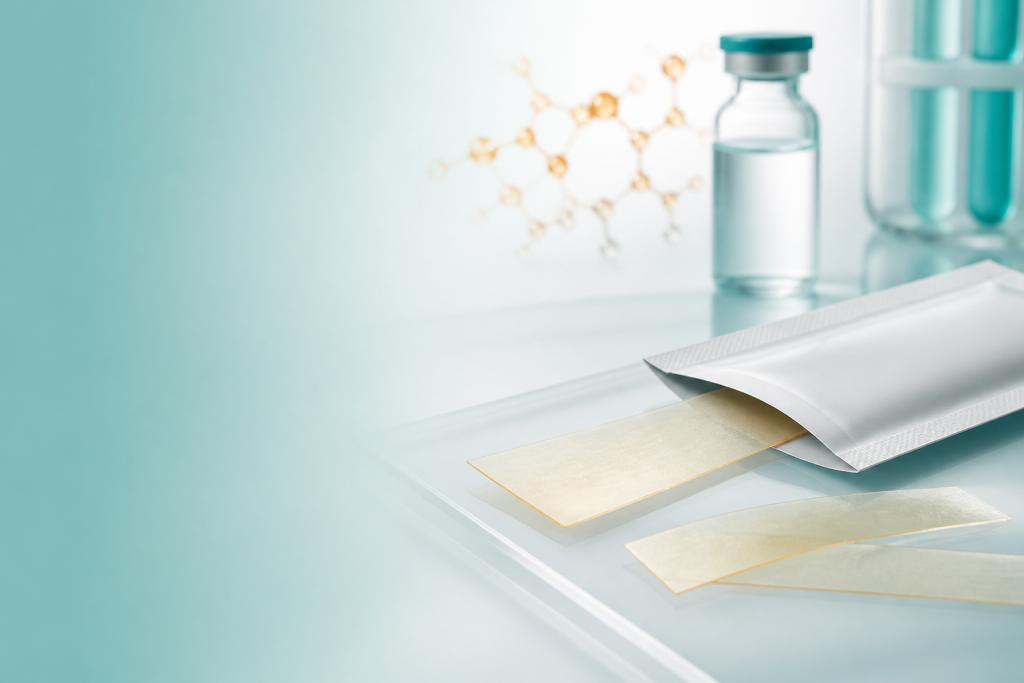 Caffeine ODF manufacturing with film strips and individual barrier packaging