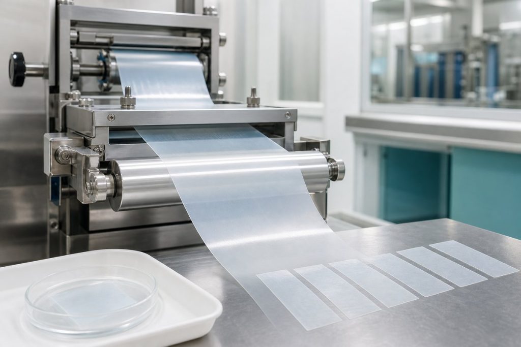 Orodispersible film casting and commercial manufacturing scale-up